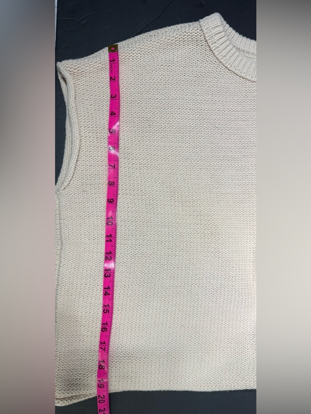Boho Knit Boxy Lagenlook sleeveless cotton blend cream Sweater Vest sz XL - Picture 4 of 7